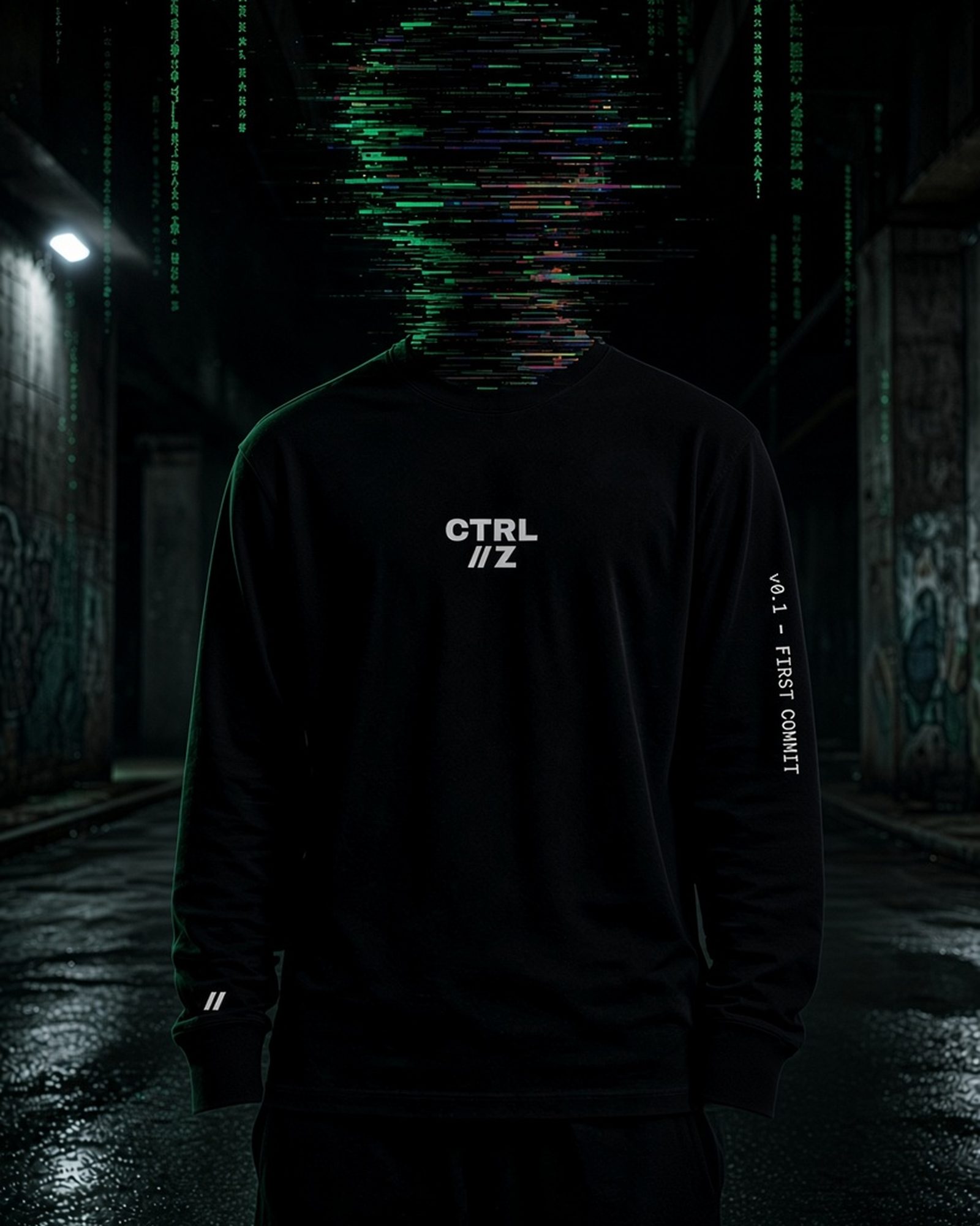 CTRL//Z COMMIT L/S Tee, long-sleeve tee, Terminal Black, campaign view — product image, actual product may vary