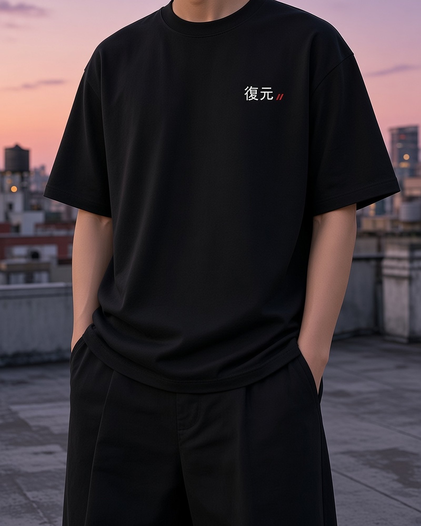 CTRL//Z FUKUGEN Tee, tee, Terminal Black, front view — product image, actual product may vary