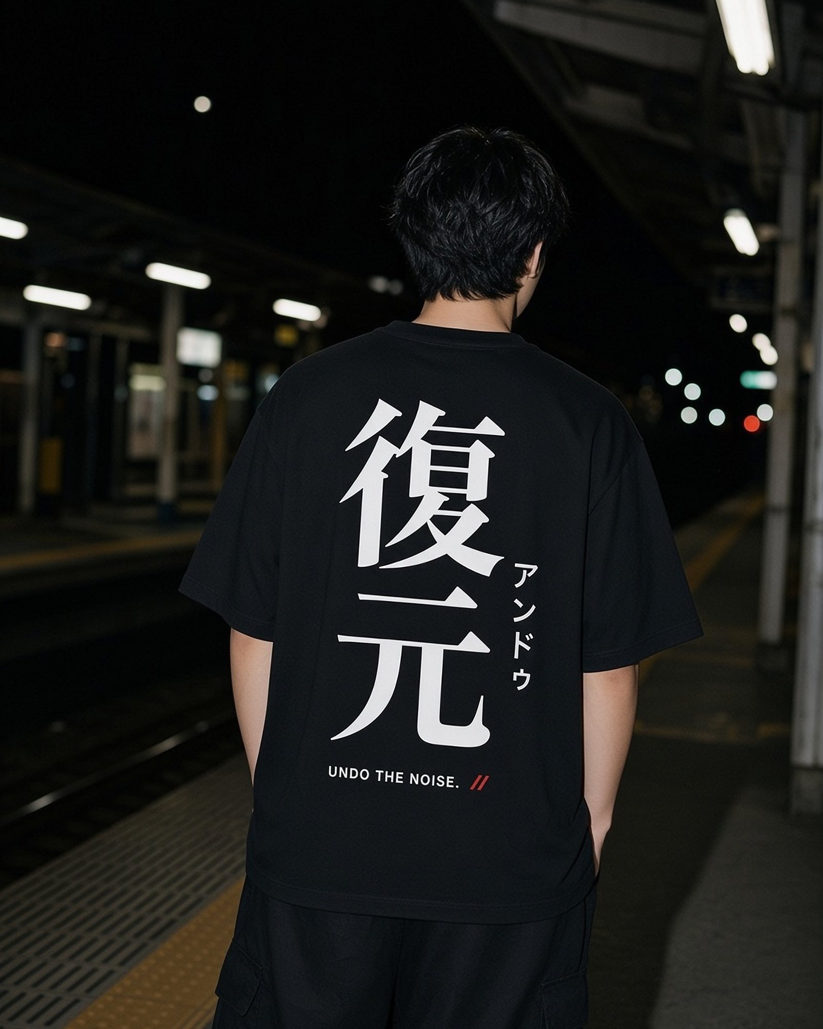 CTRL//Z FUKUGEN Tee, tee, Terminal Black, back view — product image, actual product may vary