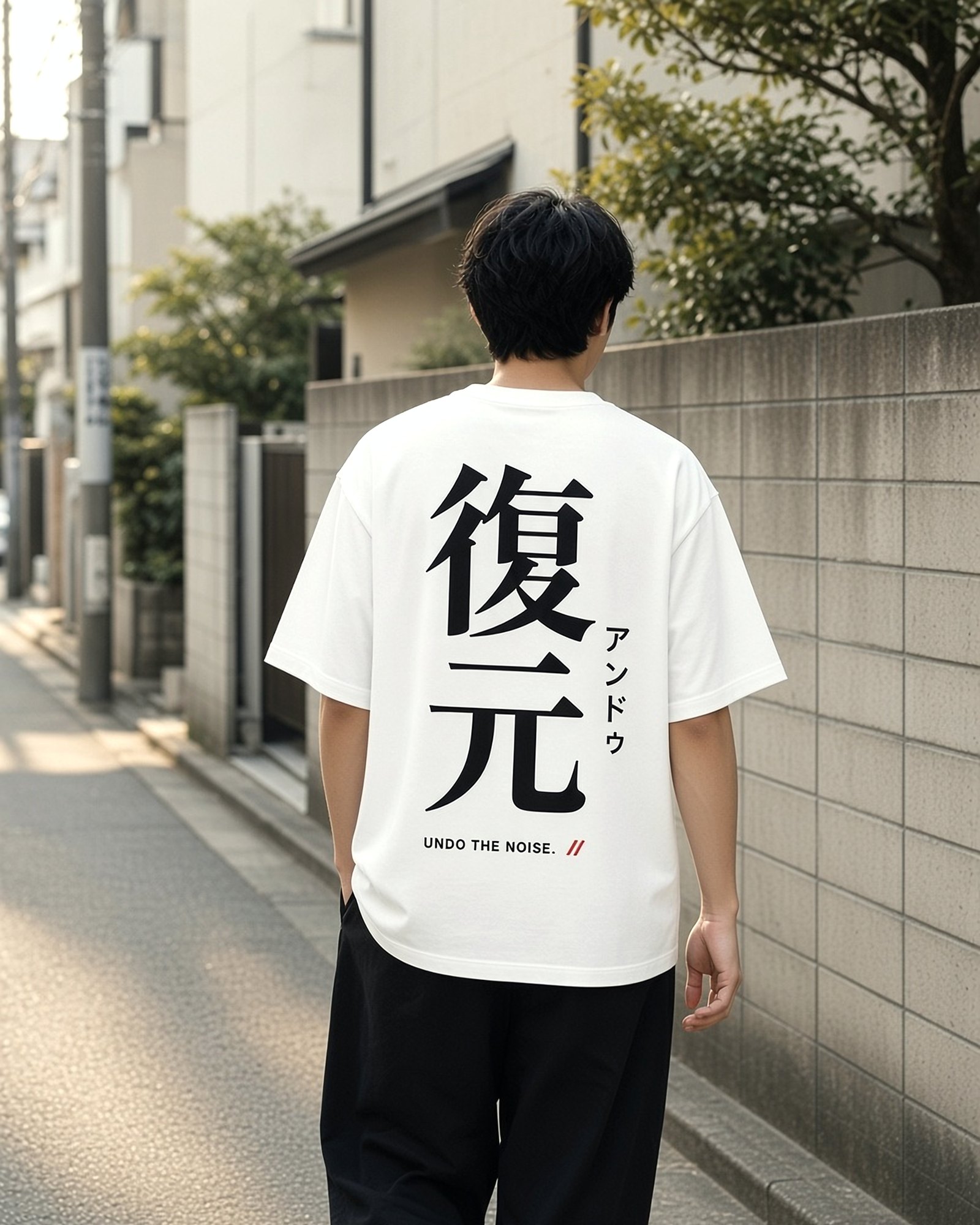 CTRL//Z FUKUGEN Tee, tee, Cursor White, back view — product image, actual product may vary
