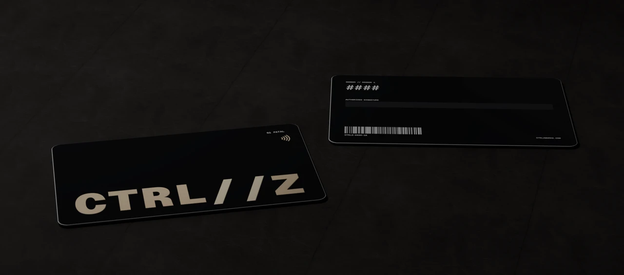 CTRL//Z member card S1 Fatal — black ceramic card, front and back / CTRL//Z 會員卡 S1 Fatal 黑色陶瓷卡正反面